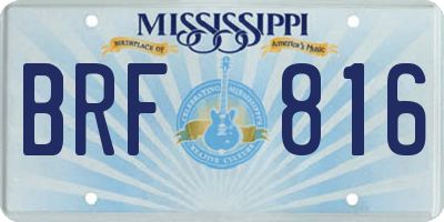 MS license plate BRF816
