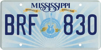 MS license plate BRF830