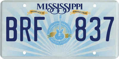 MS license plate BRF837