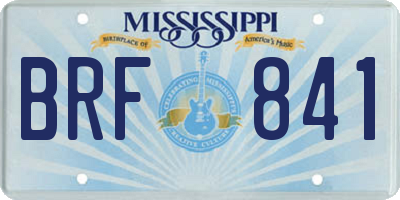 MS license plate BRF841