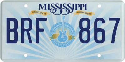 MS license plate BRF867