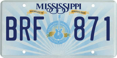 MS license plate BRF871