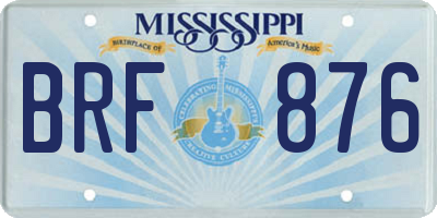 MS license plate BRF876