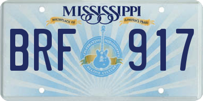 MS license plate BRF917