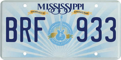 MS license plate BRF933