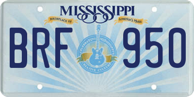 MS license plate BRF950