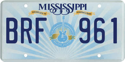 MS license plate BRF961