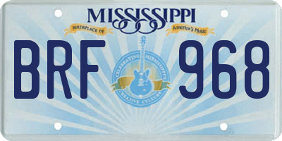 MS license plate BRF968