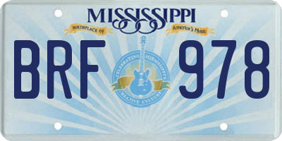 MS license plate BRF978