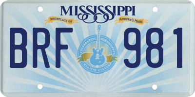 MS license plate BRF981