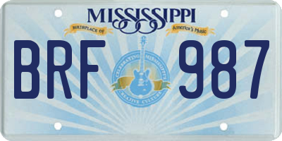 MS license plate BRF987
