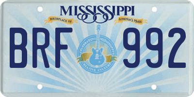 MS license plate BRF992