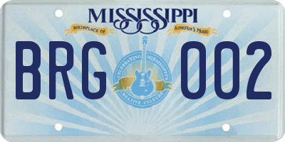 MS license plate BRG002