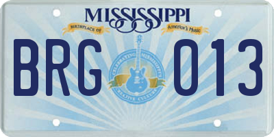MS license plate BRG013