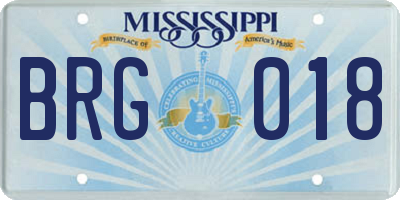 MS license plate BRG018