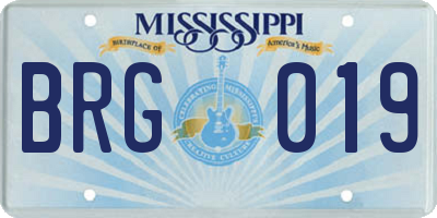 MS license plate BRG019