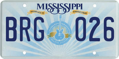 MS license plate BRG026