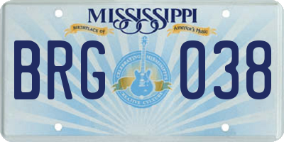 MS license plate BRG038