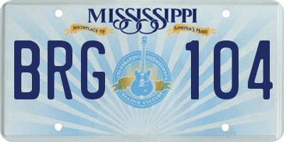 MS license plate BRG104