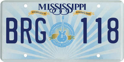 MS license plate BRG118