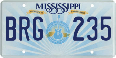 MS license plate BRG235