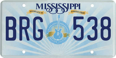MS license plate BRG538