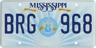 MS license plate BRG968