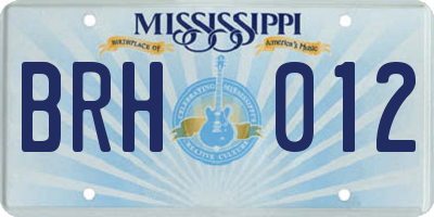 MS license plate BRH012