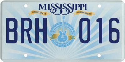 MS license plate BRH016