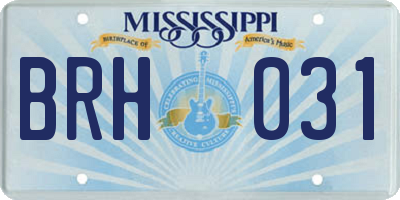 MS license plate BRH031