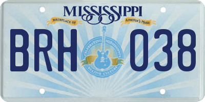 MS license plate BRH038