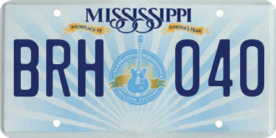 MS license plate BRH040