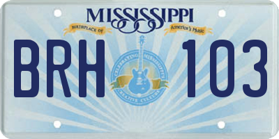 MS license plate BRH103