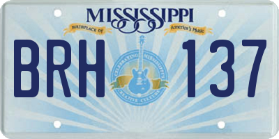 MS license plate BRH137