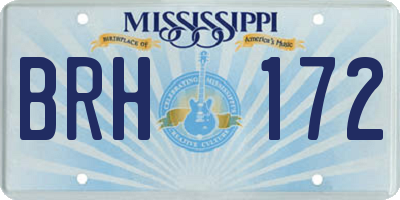 MS license plate BRH172