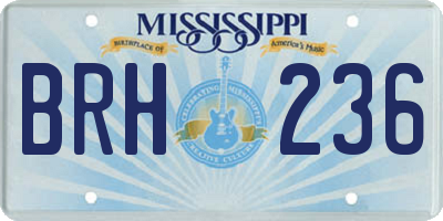 MS license plate BRH236