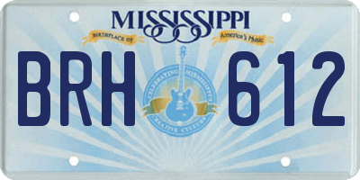 MS license plate BRH612