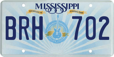 MS license plate BRH702