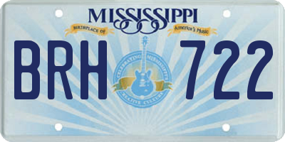 MS license plate BRH722