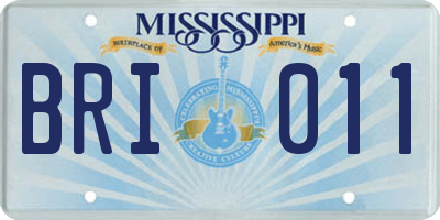 MS license plate BRI011