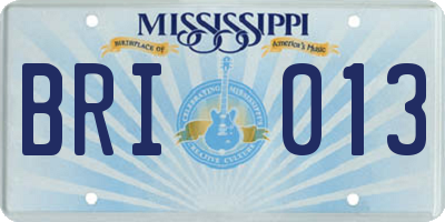 MS license plate BRI013