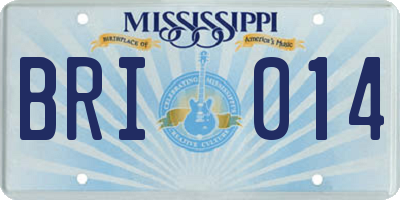 MS license plate BRI014