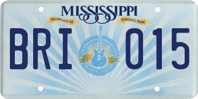 MS license plate BRI015