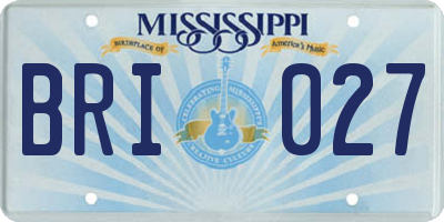 MS license plate BRI027