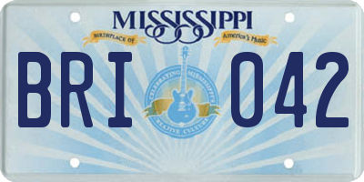 MS license plate BRI042