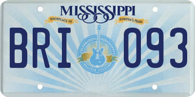 MS license plate BRI093