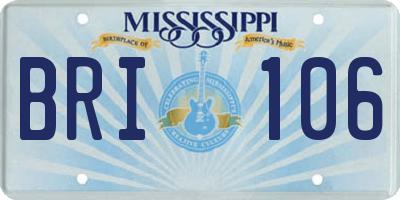 MS license plate BRI106