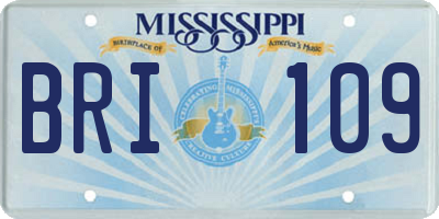 MS license plate BRI109
