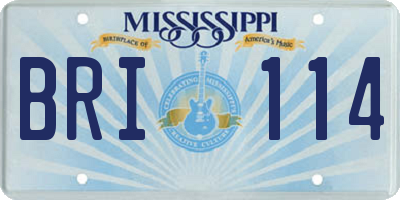 MS license plate BRI114