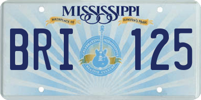 MS license plate BRI125
